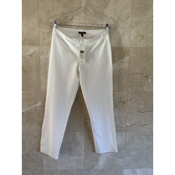 Eileen Fisher Slim Ankle Pant White Washable Stretch Crepe - Pet Sm - Minimalist - Picture 4 of 11